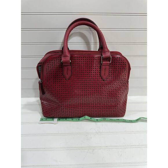 Christian Siriano for Payless Red Double Handle Satchel Handbag Purse - Picture 4 of 8